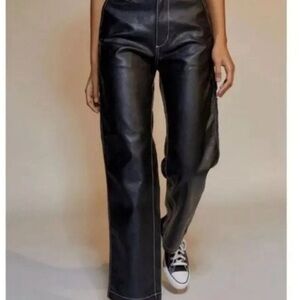 BDG black High Rise Carpenter Faux Leather  Cargo Pants Size 28